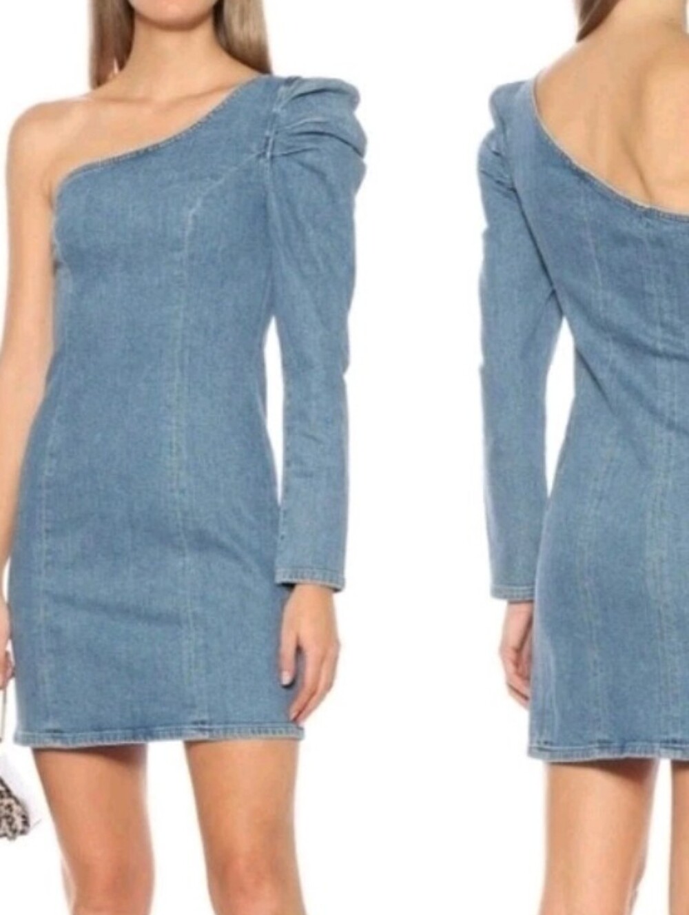 GRLFND Ellie Denim One-Shoulder Mini Dress - No Limits